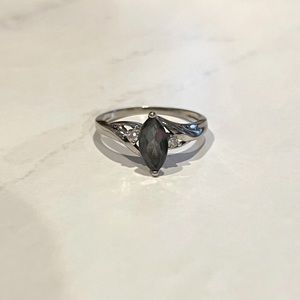 Fire Topaz and Diamond Ring Size 4.75